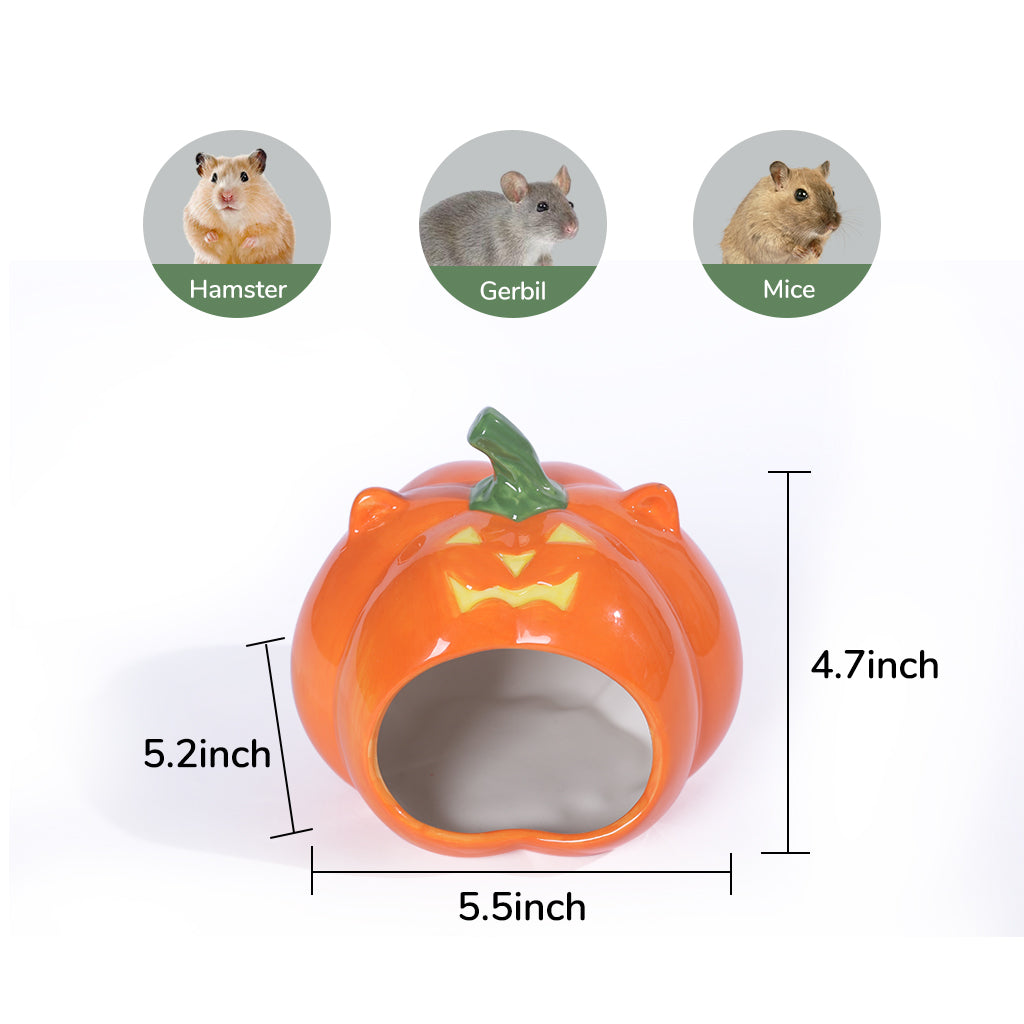 Tafit Ceramic Pumpkin Hamster Hideout